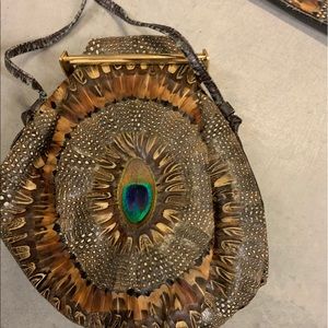 Peacock feather bag & belt